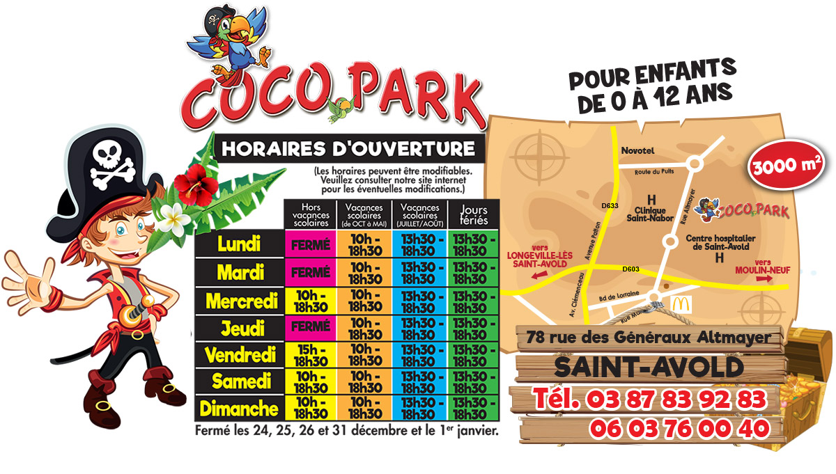 Horaires et tarifs de Coco Park - Parc pour enfants en Moselle Est à Saint-Avold, Forbach, Creutzwald, Merlebach